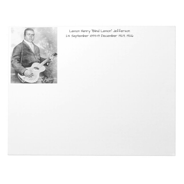 Lemon Henry Blind lemon jefferson 1926 Anteckningsblock (Framsida)
