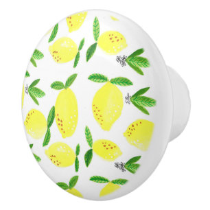 Lemon Home Decor Watercolor Mönster, Elegant Knopp