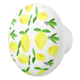 Lemon Home Decor Watercolor Mönster, Elegant Knopp
