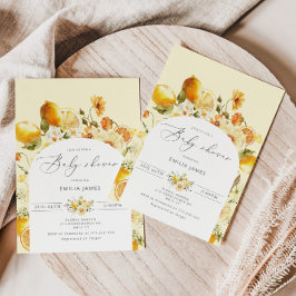 Lemon-inbjudan till babyduschen. Elegant citrus ba Inbjudningar