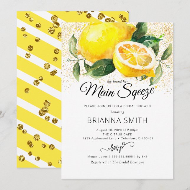 Lemon Inbjudningskort för möhippan (Fram/baksida)