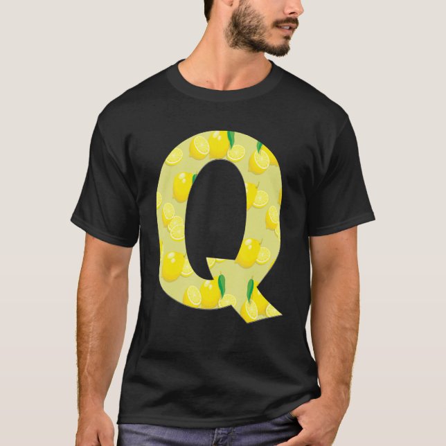 Lemon Initial Monogram Brev Q Girls T Shirt (Framsida)