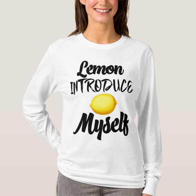 Lemon Introducduction Myself Summer Tropical Gult  T Shirt (Framsida)