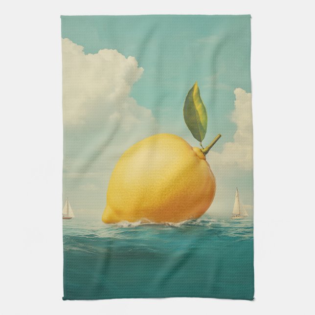 Lemon Island i Dreamy Vatten Kökshandduk (Vertikal)