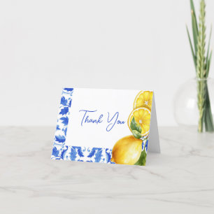 Lemon Italienska Amalfi Blue Tile Baby Shower Tack Kort