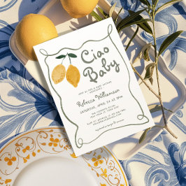 Lemon Italienska Amalfi Gender Neutral Baby Shower Inbjudningar