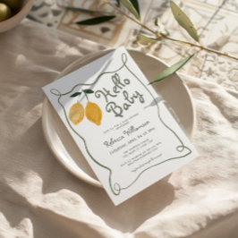 Lemon Italienska Amalfi Gender Neutral Baby Shower Inbjudningar
