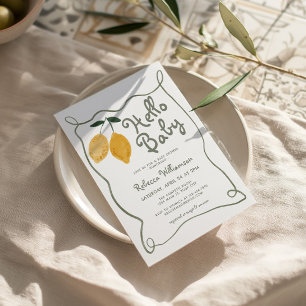 Lemon Italienska Amalfi Gender Neutral Baby Shower Inbjudningar