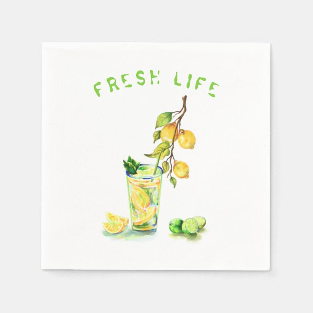 Lemon Juice Drink Lemonade Summer Party Napkins Pappersservett (Framsidan)