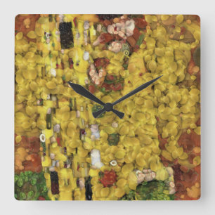 Lemon Kiss Vegetable Decoupage Spoof Art Fyrkantig Klocka