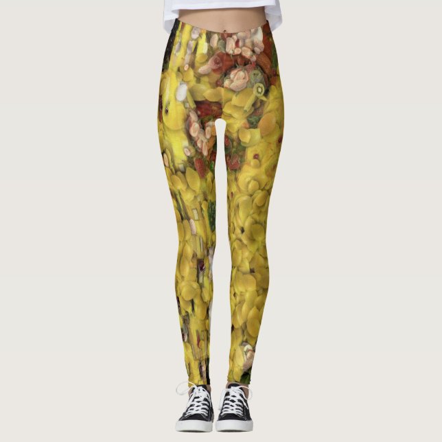 Lemon Kiss Vegetable Decoupage Spoof Art Leggings (Framsida)
