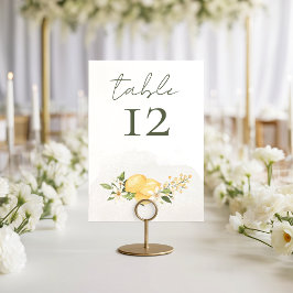 Lemon Kissed Wedding Table Number Card Bordsnummer