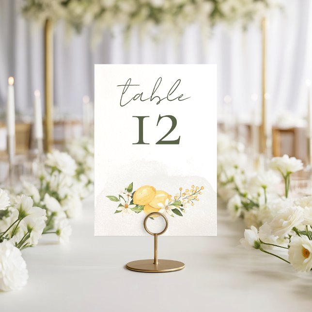 Lemon Kissed Wedding Table Number Card Bordsnummer (Skapare uppladdad)