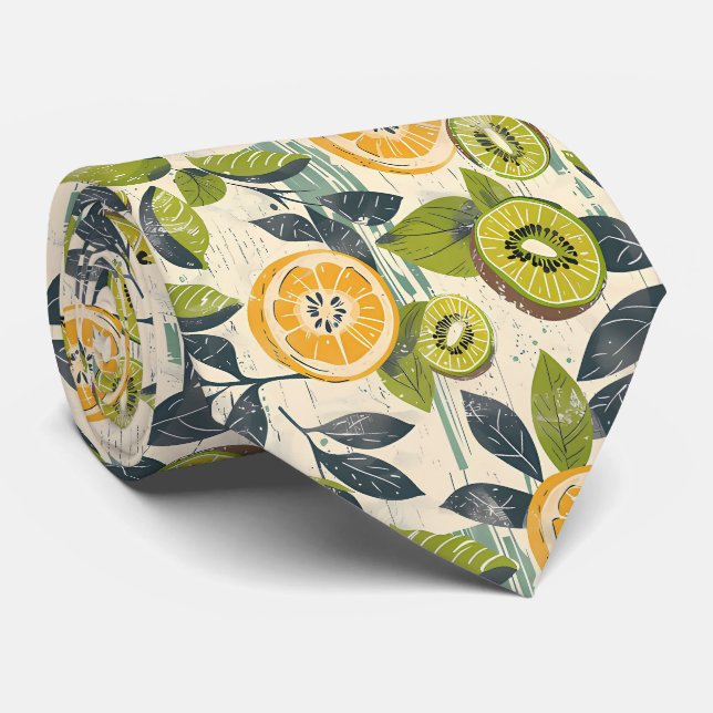 Lemon Kiwi Pattern Men's Necktie  Slips (Rullad)