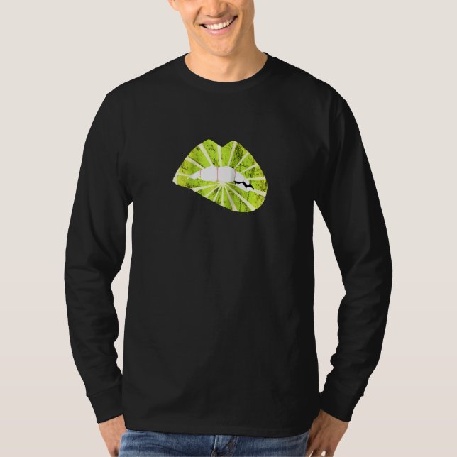 Lemon Läppar Sour Lime Lipstick Lemonade Kissing F T Shirt (Framsida)