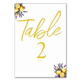 Lemon Lavender Bord Card Bordsnummer