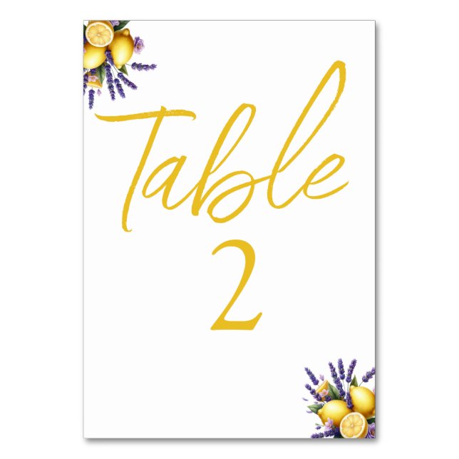 Lemon Lavender Bord Card Bordsnummer (Framsidan)