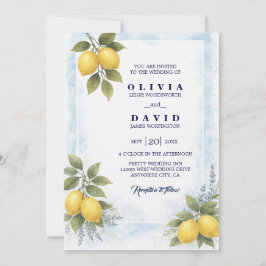 Lemon Lavender Mediterranean Wedding Invitation Inbjudningar