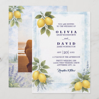 Lemon Lavender Mediterranean Wedding Invitation Inbjudningar