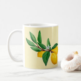 Lemon Leaf Watercolor Design | Citrus Gul Kaffemugg