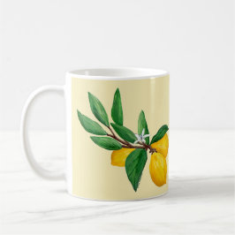 Lemon Leaf Watercolor Design | Citrus Gul Kaffemugg