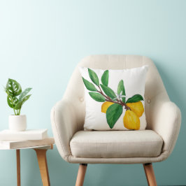 Lemon Leaf Watercolor Design | Frisk Citrus Kudde