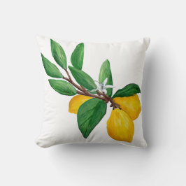 Lemon Leaf Watercolor Design | Frisk Citrus Kudde