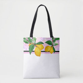Lemon Leaf Watercolor Tote | Pink Amalfi Citrus Tygkasse