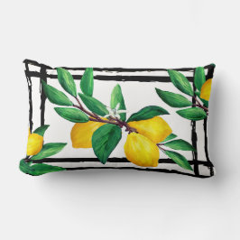 Lemon Leaves Citrus Yellow Green Leaf Black Line Lumbarkudde