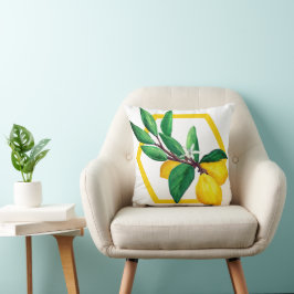 Lemon Leaves Citrus Yellow Green Leaf Modern Kudde