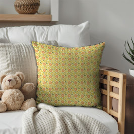 Lemon leaves white yellow Pattern  Kudde