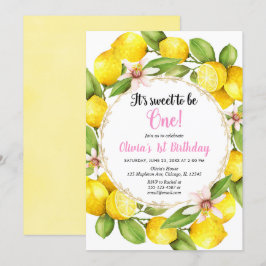 Lemon Lemonade flicka 1:a födelsedag Inbjudningar