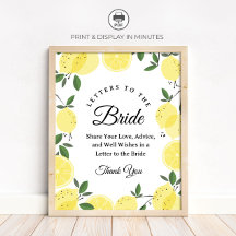 Lemon "Letters to the Bride" Bridal Shower sign