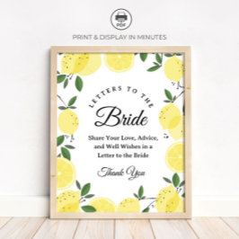 Lemon "Letters to the Bride" Bridal Shower sign Poster