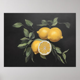 Lemon-likalydande målning - vintage konst poster