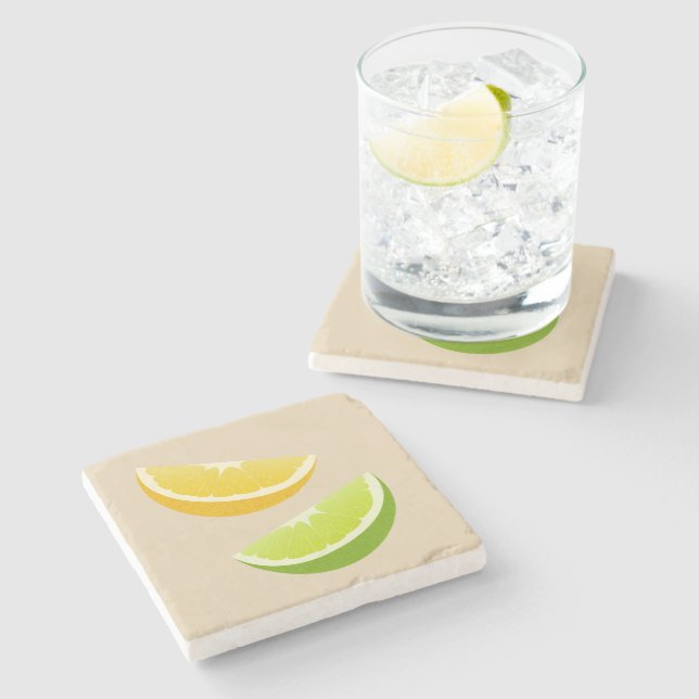 Lemon & Lime Citrus Stone Coaster Stenunderlägg (Sidan)