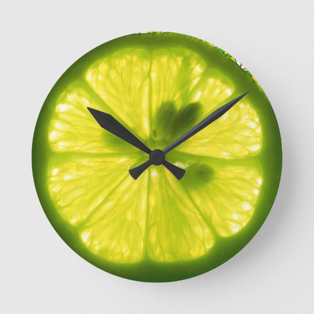 Lemon Lime Clock Rund Klocka (Framsida)