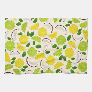 Lemon lime coconut och mint lycklig cheerful mönst kökshandduk