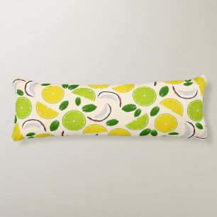 Lemon lime coconut och mint lycklig cheerful mönst kroppskudde