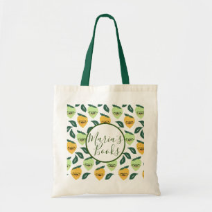 Lemon Lime Cute Patterned Bibliotek Bokar Tygkasse