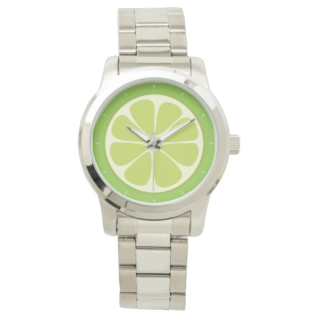 Lemon Lime Green Juicy Summer Citrus Fruit Slice Armbandsur (Framsida)