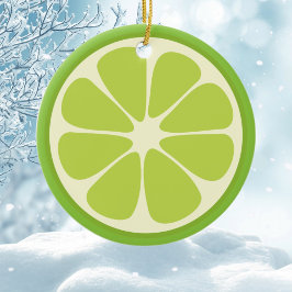 Lemon Lime Green Juicy Summer Citrus Fruit Slice Julgransprydnad Keramik