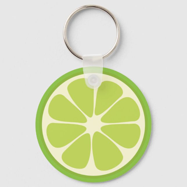 Lemon Lime Green Juicy Summer Citrus Fruit Slice Nyckelring (Framsida)