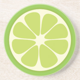 Lemon Lime Green Juicy Summer Citrus Fruit Slice Underlägg Sandsten