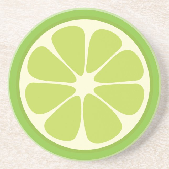 Lemon Lime Green Juicy Summer Citrus Fruit Slice Underlägg Sandsten (Framsidan)