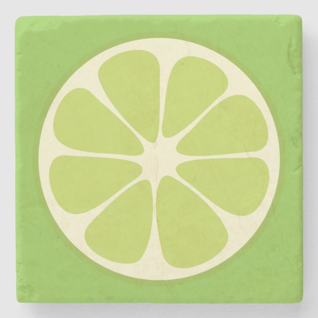 Lemon Lime Green Juicy Summer Citrus Fruit Slice Underlägg Sten (Framsidan)