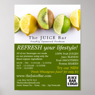 Lemon, Lime & Kiwi, Juice Pub Reklamation Poster
