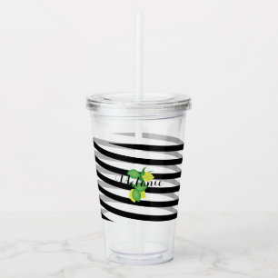 Lemon Lime Limoncillo Band Ränder Monogram Take Away Mugg