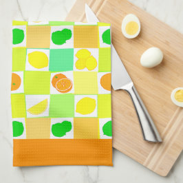 Lemon Lime och Orangarna Mönster Orange Gräns Kökshandduk