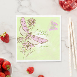 Lemon Lime Pink Butterfly Pappersservett